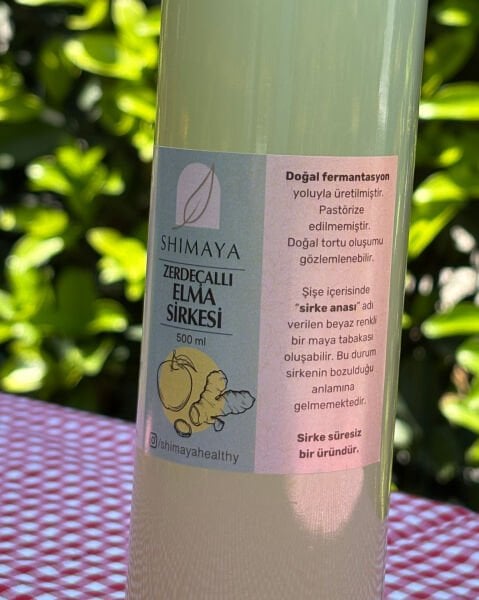 Zerdeçallı Elma Sirkesi (500 ml) Katkı Maddesiz, Koruyucusuz